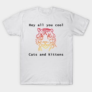 Cool Tiger Red Line Drawing T-Shirt